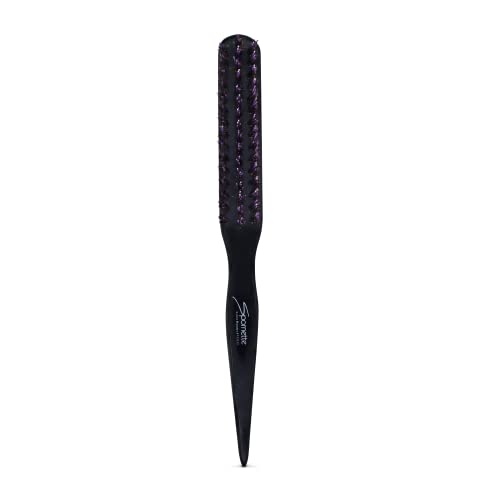 Spornette Boar Bristle Hair Brush for Women & Men - Little Wonder Small Teasing Brush - Create Slick Backs & Volume - Boar & Tourmaline Nylon Bristles for Back Brushing & Combing Purple