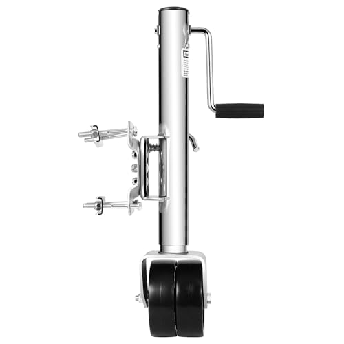 1500 lbs Dual Wheel Trailer Jack, Heavy Duty Swivel Boat Jack with 13 Lift, Zinc Coated Bolt-On Design for RVCamperBoat Trailers