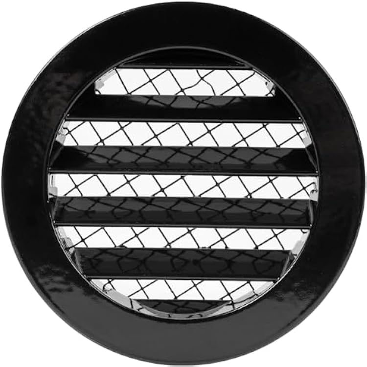 Repa Market 4 Inch Duct Opening Size Black Aluminum Gable Vent - Shed Vents with Screen - Round Wall Vent - Outside Vent Covers for House - Ceiling Air Vent Covers, Foundation Vents for Crawl Space
