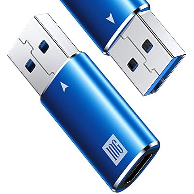 [10Gbps] USB C Female to USB Male Adapter, USB 3.1 A to USB C Adapter SuperSpeed Data Sync for iPhone 17 Air, iPhone 17 Pro Max, iPhone 16 15 Pro Max, Type-C Earphone, Laptop, Charger, Quest Link-Blue