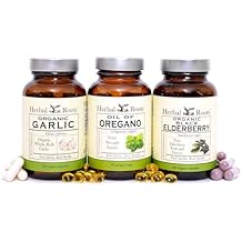 Herbal Roots Immune Boosting Trio, Oil of Oregano, Garlic, Black Eldberry Herbal Supplements, Non-GMO