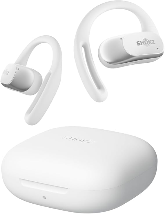 SHOKZ OpenFit Air - Open-Ear Headphones, True Wireless Earbuds, Water Resistant, Secure Earhooks for Daily Use, White