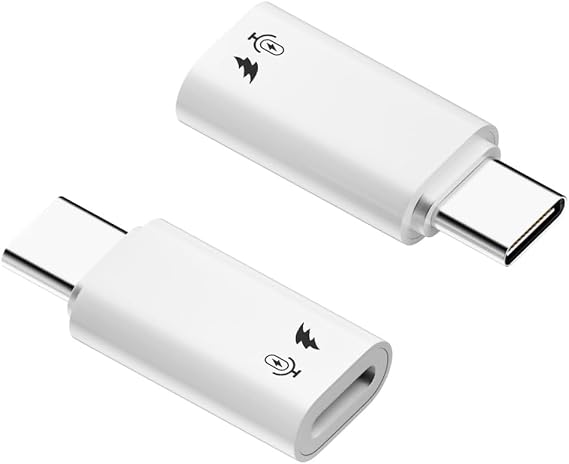 USB C to Lightning Microphone Adapter (2 Pack), USB C Male to Lightning Female Converter for Wireless Lavalier Microphone - White, Aluminum Alloy - Not for Headphone or Data