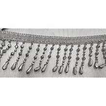 Braided Hanging Beads, Tassel Trim Fringe Fabric Ribbon Trimming Handwork DIY Craft Sewing Accessory Lace for Home Curtain Table Decoration (Silver)