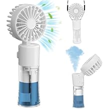 Portable Handheld Misting Fan,Rechargeable Battery Operated,Water Fan,Mist Fans,Foldable,4 Speeds,Mini Personal Cooling Fans for Outdoor,Travel, Makeup, Home, Office, Camping (White)