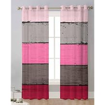 Aqua Wooden Sheer Curtains 39 Inch Length 2 Panels Set Grey Stripe Gradient Country Rustic Grain Curtain Drapes for Kitchen,Bedroom,Living Room,Doorway,Hallway,Sliding Door,Bathroom Window,27.5x39