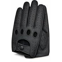 Riparo Men's Leather Driving Gloves Genuine Cowhide Full-Finger Gloves for Driving & Motorcycle Riding Breathable Perforated Motorsport Style