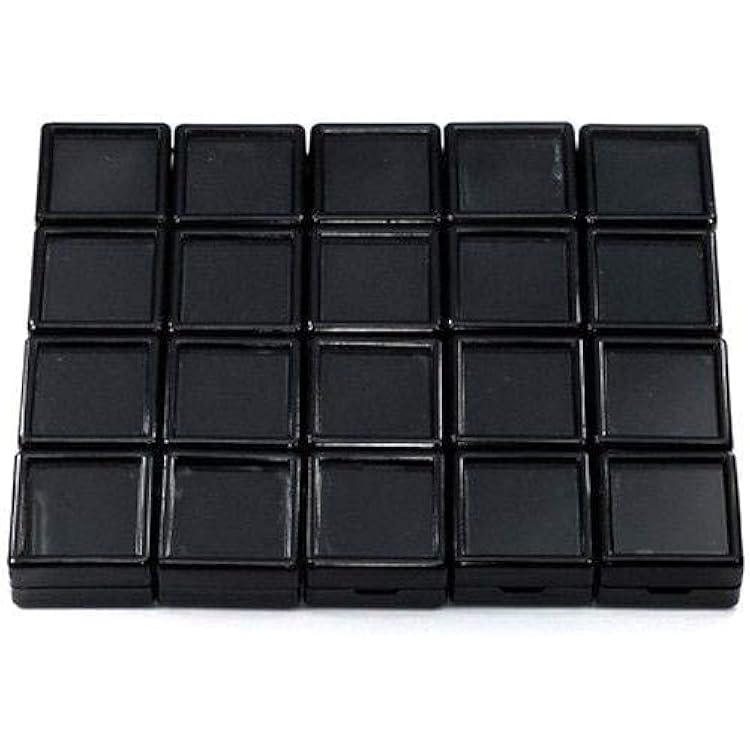 ATAR 3X3X1.5CM Square Boxes 24 PCS GEM Tool Display Box Black Plastic Gemstone & Jewelry Box ATPB1