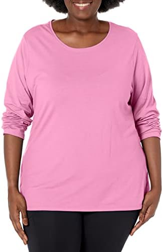 Just My Size Womens T-Shirt, Plus Size Long Sleeve Cotton Tee, JMS Plus Size Scoop-Neck T-Shirt for Women