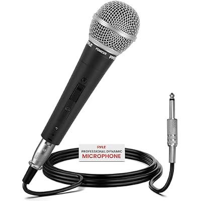 Pyle Professional Dynamic Vocal Microphone - Moving Coil Dynamic Cardioid Unidirectional Handheld Microphone with ONOFF Switch Includes 15ft XLR Audio Cable to 14 Audio Connection - PDMIC59