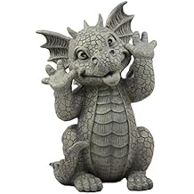 Ebros Gift Whimsical Garden Dragon Making Silly Funny Faces Statue 10.25" H Cute Baby Dragon Faux Stone Resin Finish Figurine Dungeons and Dragons Mythical Fantasy Sculpture Guest Greeter Home Decor