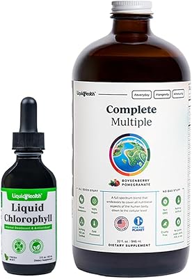 LIQUIDHEALTH Liquid Chlorophyll Drops & Complete Multiple Adult Daily Multivitamin Health Bundle - Internal Deodorizer, Stop Bad Breath, Reduce Appetite, Immune Support - Made in USA, Vegan, Non-GMO