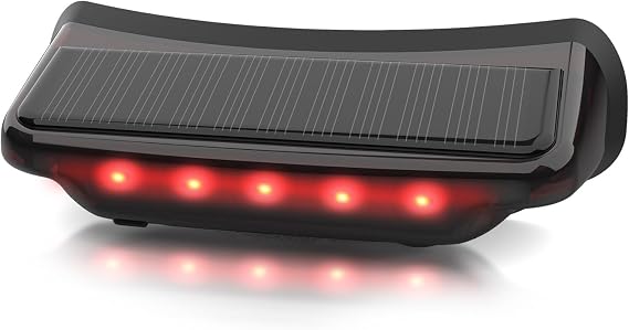 Solar Motorcycle Helmet Light, Moman Solar Powered Bicycle LED Safety Light with Brake Sensing Ultra Bright Red Warning Light IPX4 Waterproof ABS Material for Night Riding (USB-C Cable NOT Included)