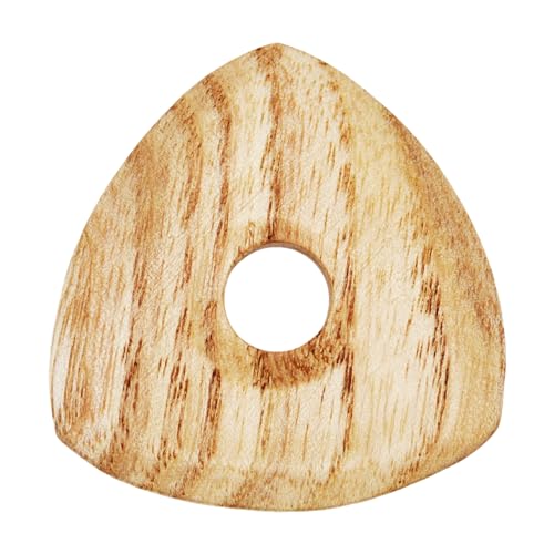 Ash Wood Guitar Or Bass Pick - 4.0 mm Ultra Heavy Gauge - 346 Contoured Triangle With Grip Hole - Natural Finish Handmade Specialty Exotic Plectrum - 1 Pack, Ash-Wood-4.0mm-346-Contoured-Hole-1-PK