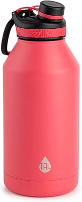 MUHU TAL Ranger 64 oz Black Solid Print Stainless Steel Water Bottle with Wide Mouth Lid Coral