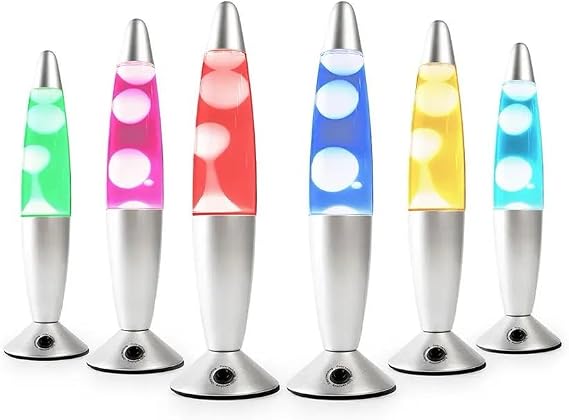 CELLUSTOP Magma Rocket Lamp - Rocket Lava Lamp - Decorative Lamp to Install -  with 2 R39 Bulbs Included - Glass and Aluminium - Switch - 25 Watts - 34 cm - Red [Energy Class G]