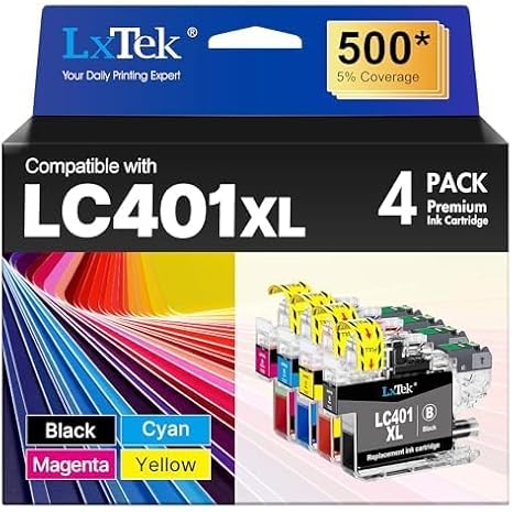 LC401XL Ink Cartridges for Brother Printer Compatible for Brother LC401 Ink Cartridges LC401 XL LC401XL LC 401 401XL for MFC-J1010DW MFC-J1170DW MFC-J1012DW MFC-J1800DW MFC J1010DW (4 Packs LC401XL)