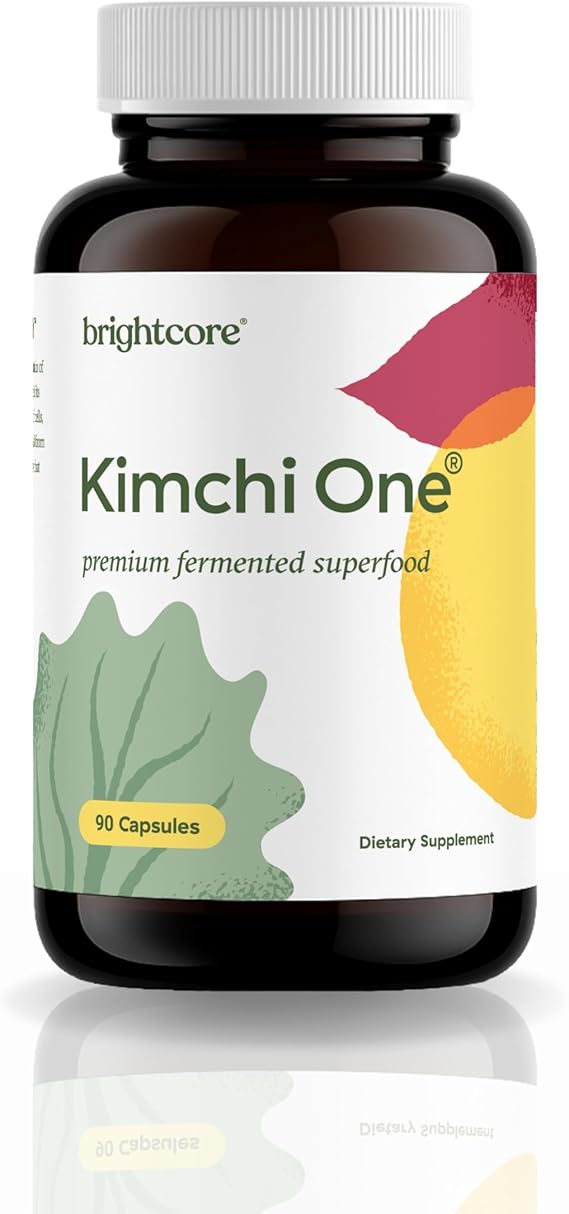 Brightcore Nutrition - Kimchi One, Kimchi Powder Capsules, Probiotics, Enzymes, Antioxidant Supplement, Premium Gut Health Superfood for Overall Well Being, Gluten-Free, 90 Vegan Capsules