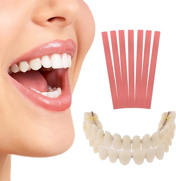 Denture Repair Kit, Soft Dentures False Teeth, Dentures Clip in Veneers Teeth Set DIY Resin Denture Kit for Repair Missing Teeth