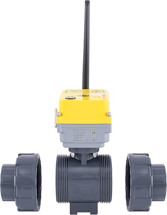 Smart Electric Ball Valve AC/DC110V-230V High Torque 1.5" 2-Way PVC Electric Union Ball Valve Operation for Water System. (1.5")