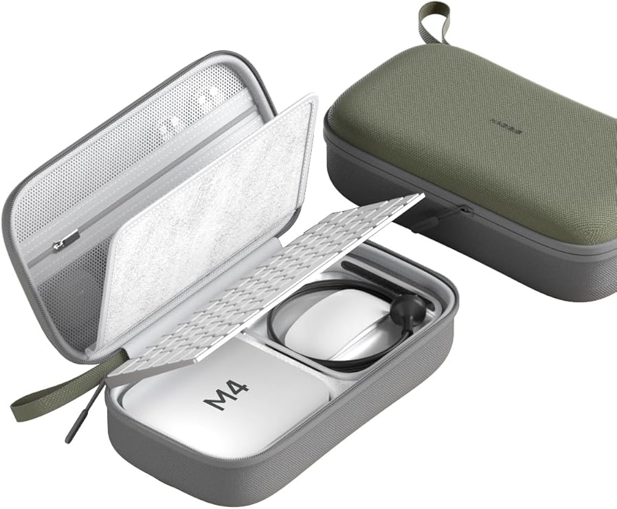 Hagibis Electronics Organizer Travel Case for Mac Mini M4/M4 Pro 2024 Portable Waterproof Carry Case for Cable, Charger, Docking Station, Power Bank, SD Card, Mouse, USB Flash Disk (Green)