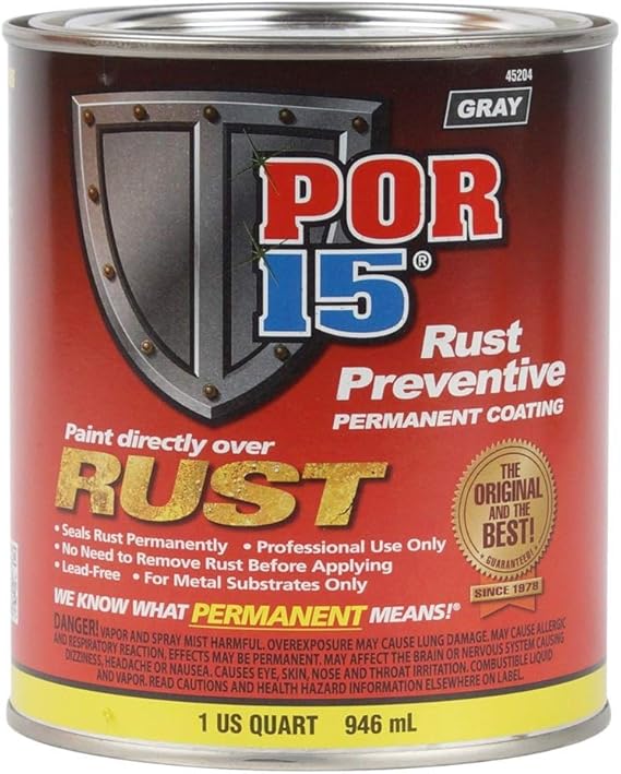 POR-15 Rust Preventive Coating, Stop Rust and Corrosion Permanently, Anti-rust, Non-porous Protective Barrier, 32 Fluid Ounces, Gray