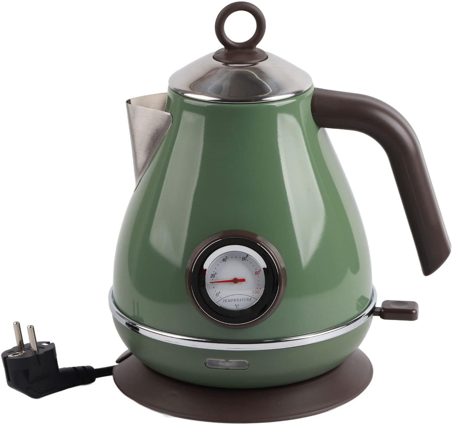 Electric Kettle Temperature Display 1.7 L Retro Electric Stainless Steel Tea Kettle for Boiling Water Automatic Shut-Off and Boil Dry Protection 360 Degree Rotating Base Atrovirus