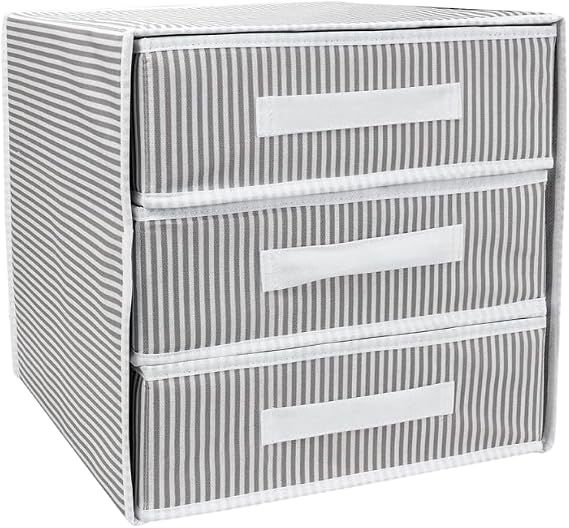 Katlanabilir Üç Çekmeceli Dolap Düzenleyici Çamaşır Organizeri Takı Kutusu Gardrob Kumaş Düzenleyici 32x32x32cm (1)