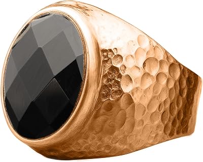 Natural Amazonite Crystal Ring Mens Hammered 18K Rose Gold Vermeil 925 Sterling Silver Oval Solitaire Gemstone Dainty Perseverance Crystal Virgo Wealth Statement Ring Handmade Turkish Fine Jewelry