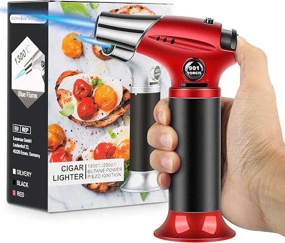 Kitchen Butane Torch, Safety Lock Adjustable Flame for Baking BBQ