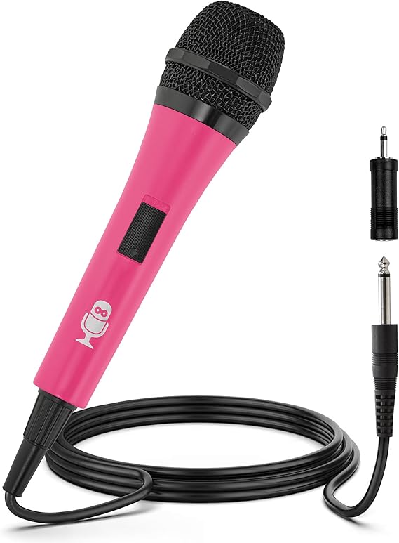 Singing Machine Wired Microphone for Karaoke, Pink - Unidirectional Dynamic Vocal Microphone - Plug-In Microphone for Karaoke Machine, AMP, Speaker - Mic for Singing, Public Speaking, Parties