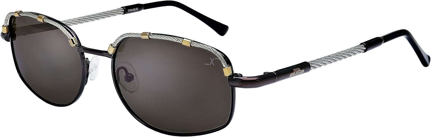 Xezo Titanium Polarized Retro Aviator Designer Dark Mirrored Sunglasses. Driving, Dark Grey Metallic, 1 oz Airman 2002 R Cable