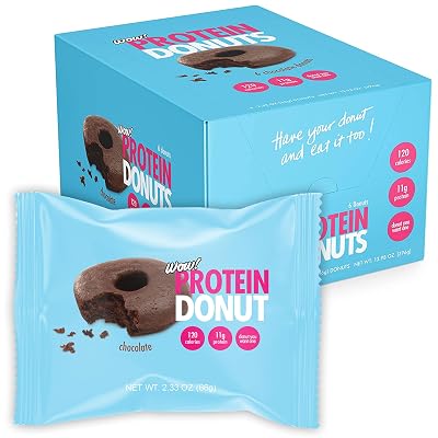 Wow! Protein Donuts, High Protein Snacks, Low Carb, Low Calorie, Low Sugar, Healthy Snack with 11g of Protein Chocolate, 6 Pack
