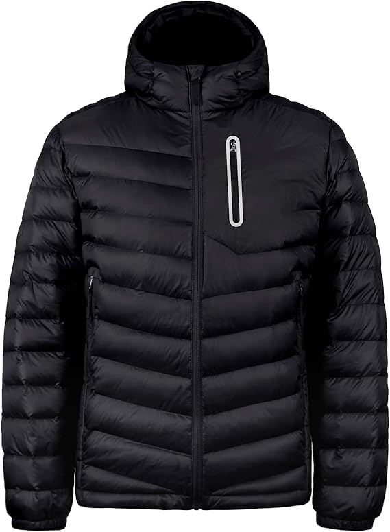 Bakery Men's Down Jacket Hooded Packable Down Puffer Jacket Lightweight Water-Resistant Insulated Down Jacket