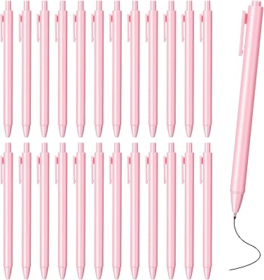 25 Pcs Aesthetic Ballpoint Pens Bulk Cute Ball Point Pink Pen Black Ink 0.5mm Retractable Fine Point Writing Server Pens for Server Christmas Baby Shower Back To School Party Favor Gifts Girls Women