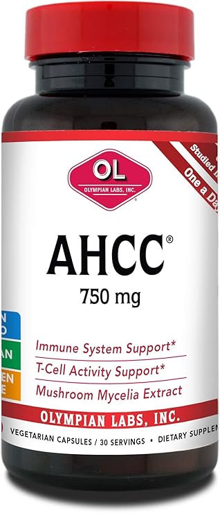 Olympian Labs Premium AHCC Supplement 750mg of AHCC per Capsule Supports Immune Health, Liver Function, and Natural Killer Cell Activity- 30 Capsules