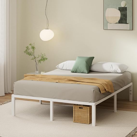 Zinus Yelena Bed Frame, Metal, White, Single, Bed Storage, Simple Design, Wooden Slats, Quiet, Durable, Breathable, Pipe Bed, Steel, Easy Assembly, Tools Included, Authentic | Japan Official Product