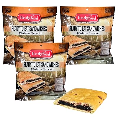 Bridgford Blueberry Turnover Shelf-Stable Sandwich - Survival Food Storage - 3 Pack - Nutritious Hiking & Camping Food - Ideal for Emergency Kits, Outdoor Adventures & Long-Term Storage
