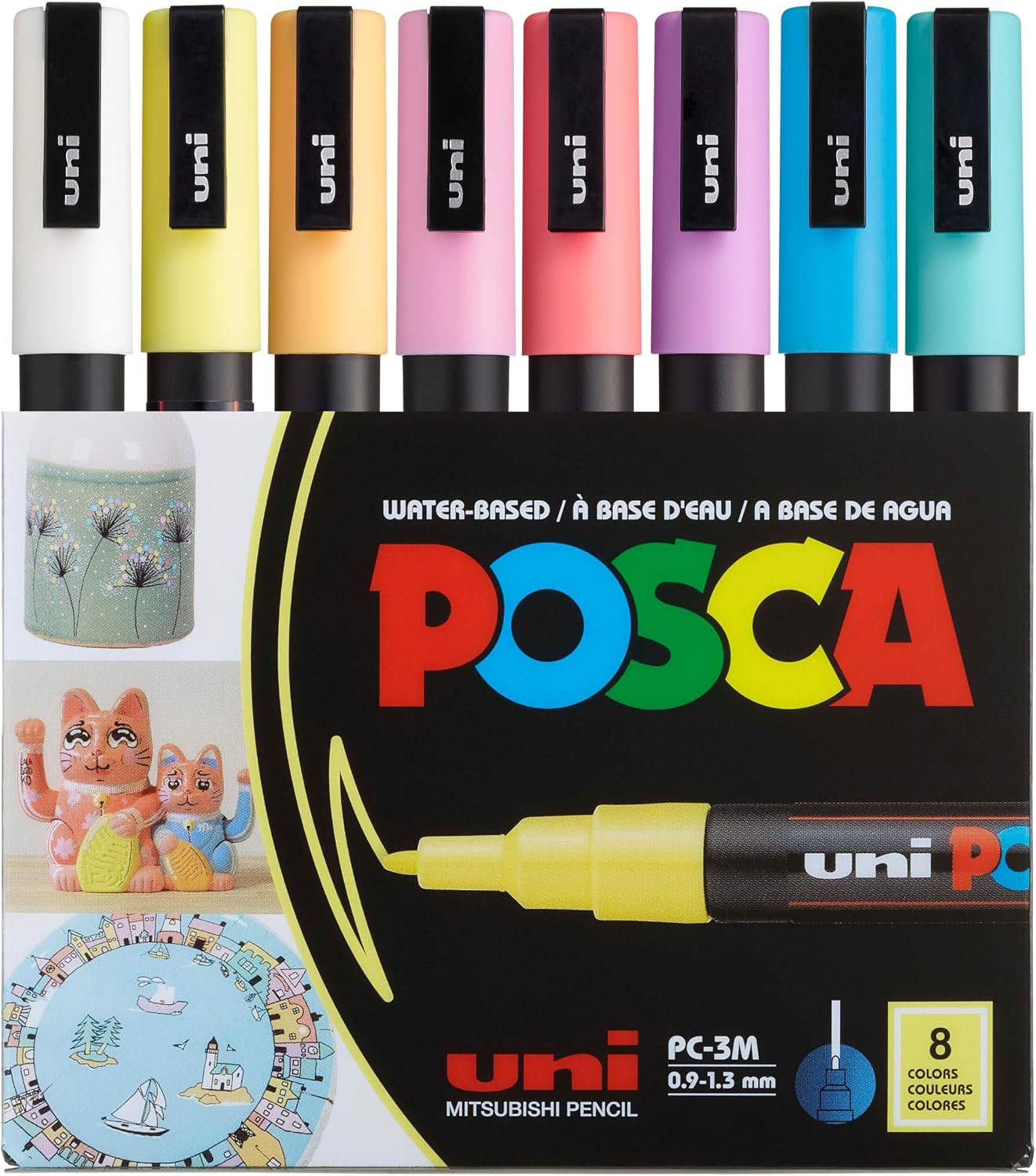 Uni Poster Marker Posca Set Pc-3m8c Sc Soft Color 8 Li
