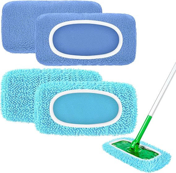 4 Pack Blue Reusable Mop Pads Fit for Swiffer Sweeper