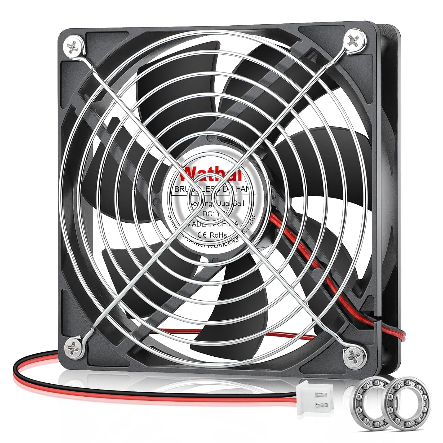 Wathai 120mm x 25mm 12V DC Brushless Cooling Fan Dual Ball High Speed 2Pin for Computer Case Cooler