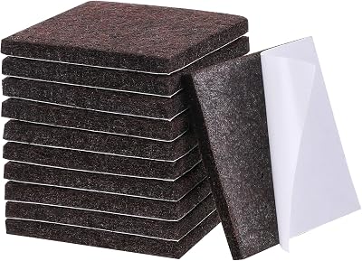 12Pcs Square Felt Furniture Pads, Self Adhesive Square Furniture Felt Pad 2 inch x 2 inch Cuttable Anti Scratch Floor Protectors Surface Protector for Hardwood Cabinet Laminated Floor Tile