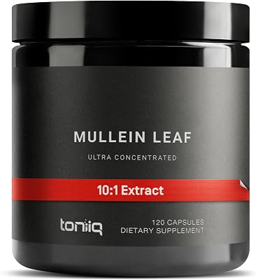 Toniiq Mullein Leaf Capsules - Ultra High Potency 10:1 Extract - 1300mg Per Serving - Highly Concentrated - Third-Party Lab Tested - 120 Capsules
