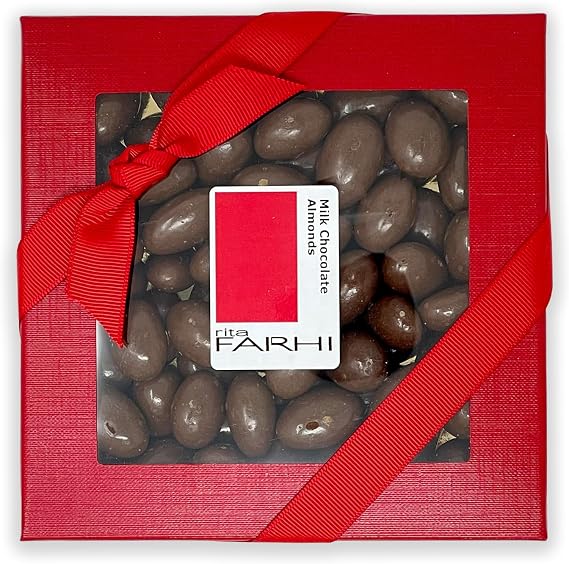 Rita Farhi Milk Chocolate Coated Almonds in a Luxury Gift Box 210 g - New Palm Oil Free Recipe