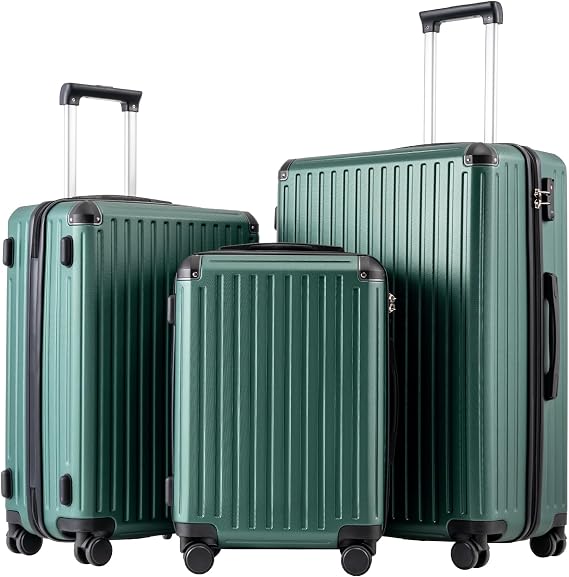 COOLIFE 3-Piece Suitcase Set 28+24+20 Inch, Hardshell ABS+PC Luggage Set