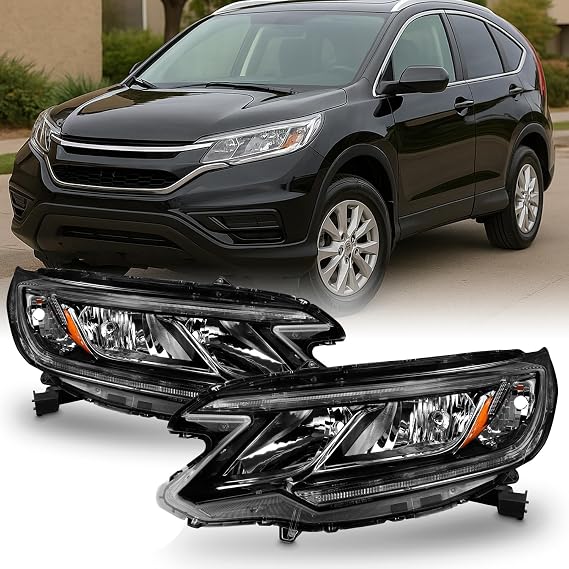 AKKON - Fit 2015-2016 Honda CRV Halogen Type w/LED DRL Models OE Style Headlight Headlamp Assembly Set