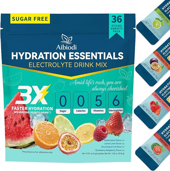 Electrolytes Powder Packets - Sugar Free & Zero Calorie Liquid Daily IV Drink Mix - Instant Hydration & Energy Supplement with 6 Electrolytes and 5 Vitamins, Keto Friendly & Vegan - 36 Sticks