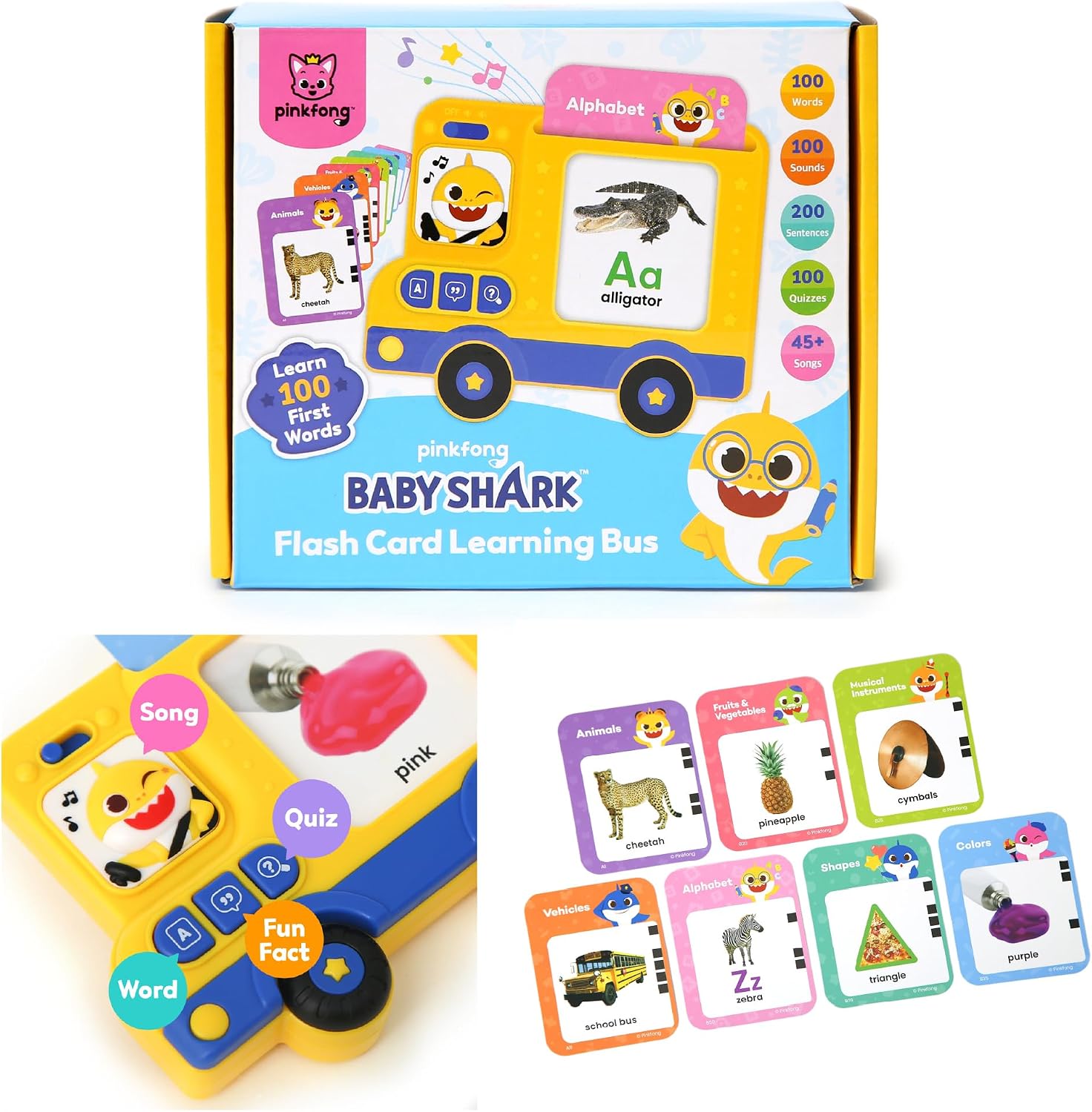 Baby Shark Flashcards Learning Bus Baby Shark Toys Interactive Learning Toys for Toddlers Learning & Educational Toys