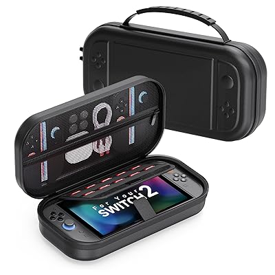 Carrying Case Compatible with Nintendo Switch 2 2025, Portable Travel Storage Case with Taller Design for Larger Capacity, Protective Hard Shell with 10 Game Card Slots, Carry Hand Bag Pouch, Black
