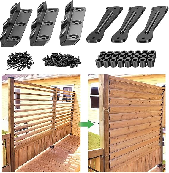 Louver Bracket Kit, Powder Coated Iron for Outdoor Blinds | Holds 11 boards up to 48", 1-piece set, for louvered fence pergola and shutter